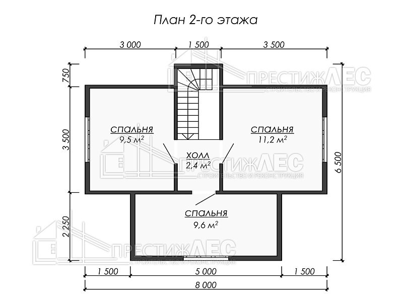 Каркасный дом "ДК228" 8x8 Площадь 90,7 м2